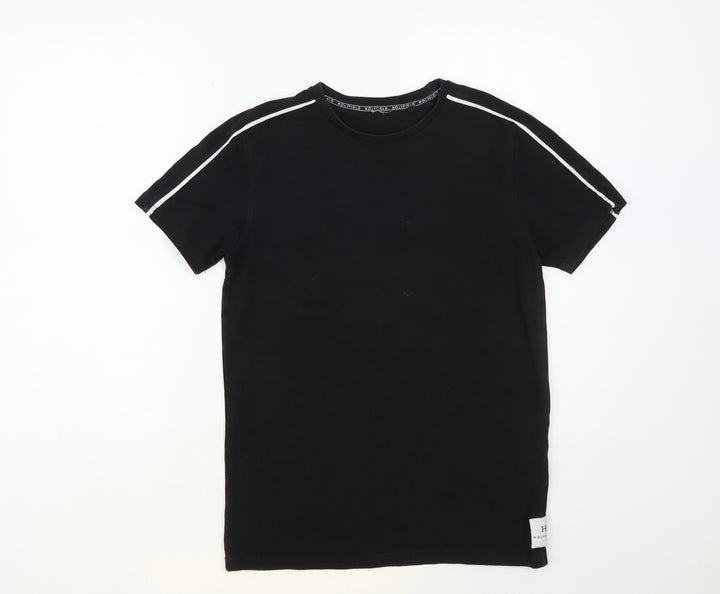 Holyfield Boys Black Cotton Pullover T-Shirt Size 12-13 Years Crew Neck Pullover