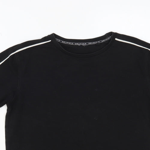 Holyfield Boys Black Cotton Pullover T-Shirt Size 12-13 Years Crew Neck Pullover