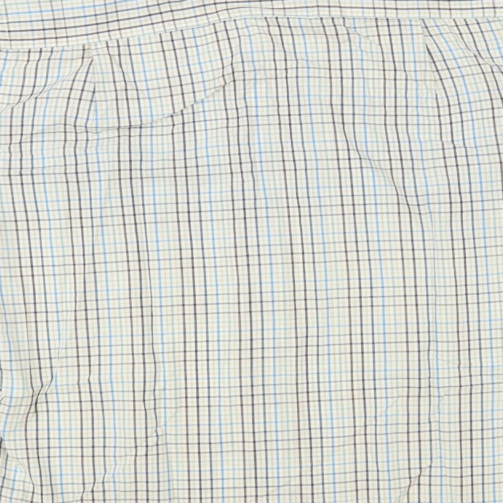 BHS Mens Multicoloured Check Polyester Button-Up Size 16 Collared Button