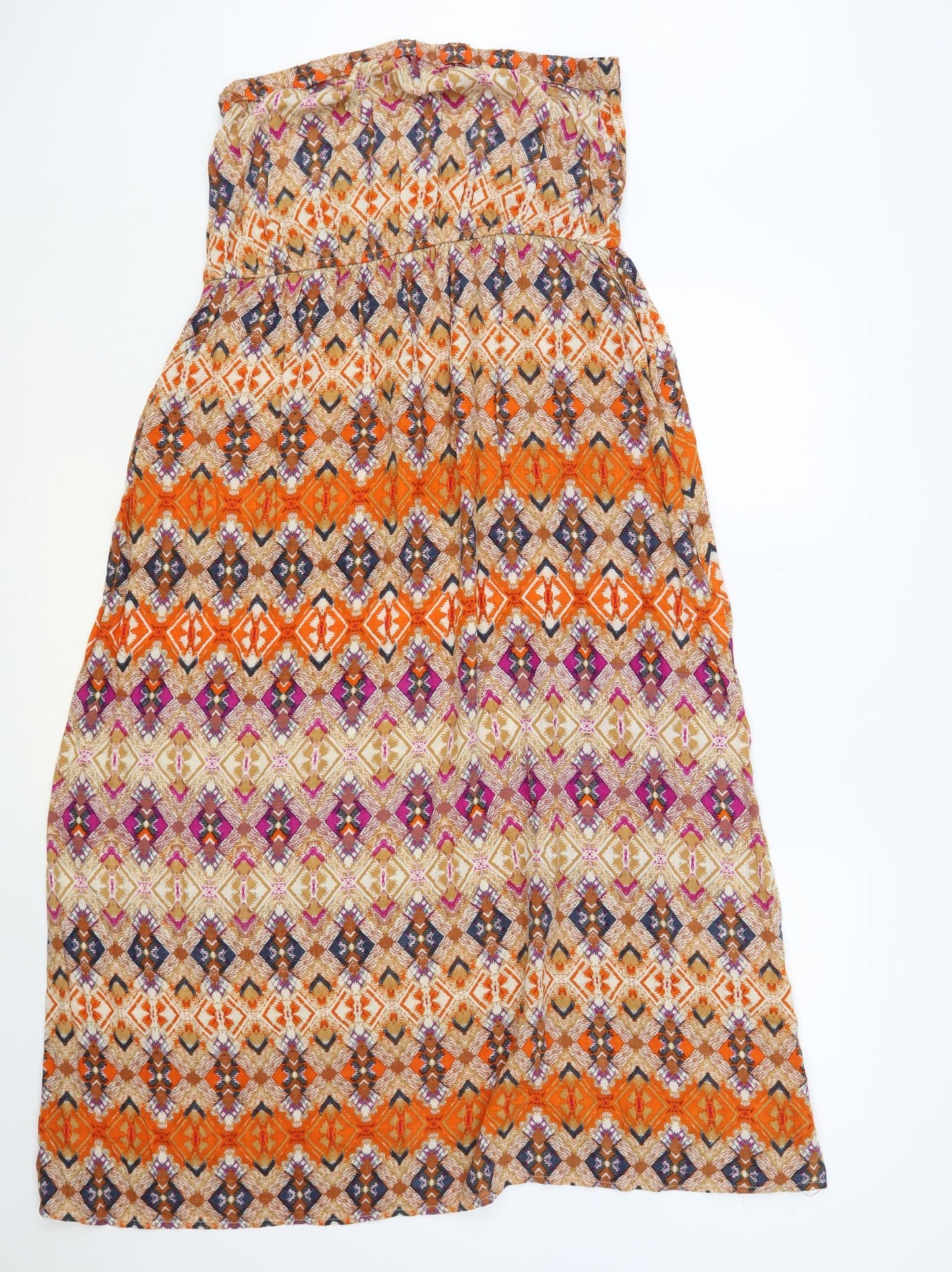 Peacocks Womens Multicoloured Geometric Viscose A-Line Size 14 Off the Shoulder Pullover