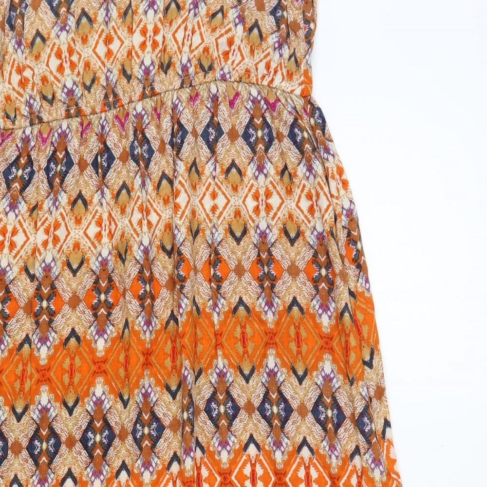 Peacocks Womens Multicoloured Geometric Viscose A-Line Size 14 Off the Shoulder Pullover