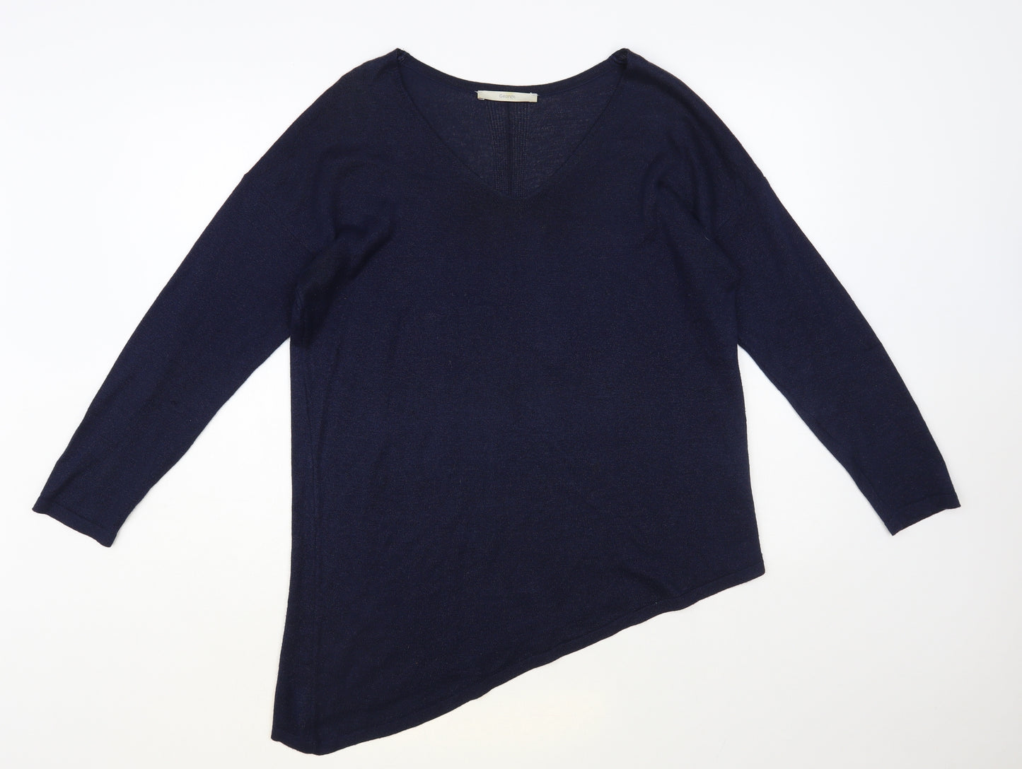 George Womens Blue V-Neck Viscose Pullover Jumper Size 14 - Asymmetric