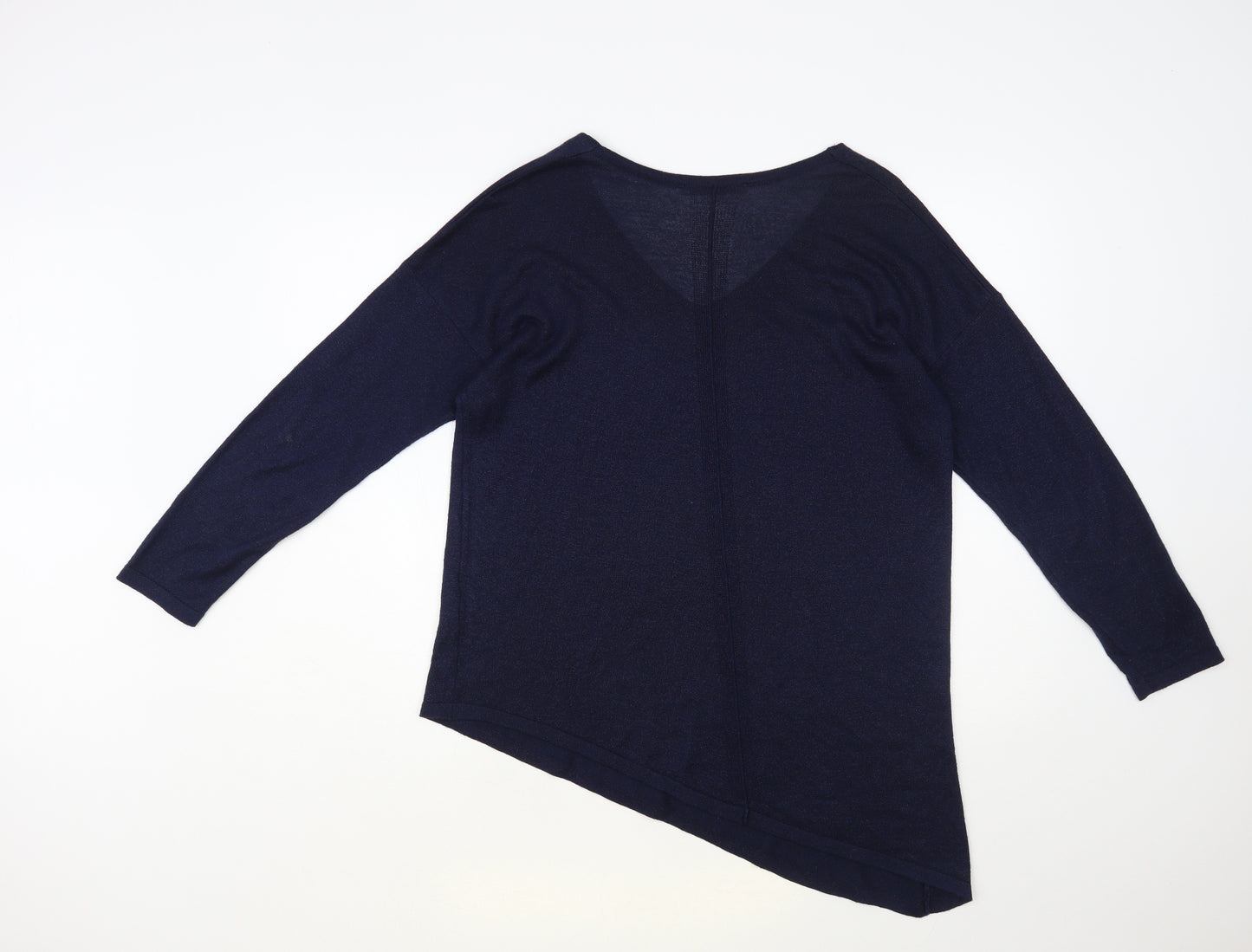 George Womens Blue V-Neck Viscose Pullover Jumper Size 14 - Asymmetric