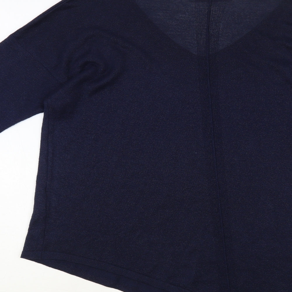 George Womens Blue V-Neck Viscose Pullover Jumper Size 14 - Asymmetric