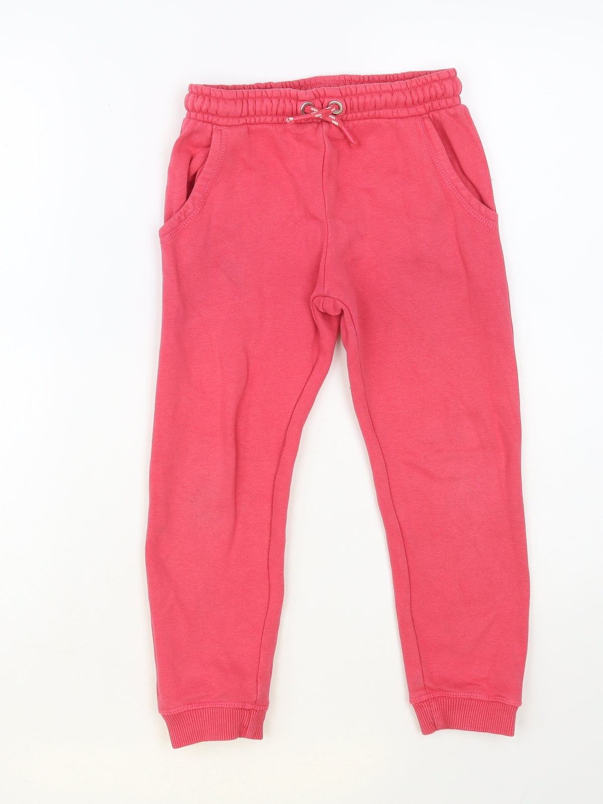 Nutmeg Girls Pink Cotton Jogger Trousers Size 6-7 Years Regular Drawstring