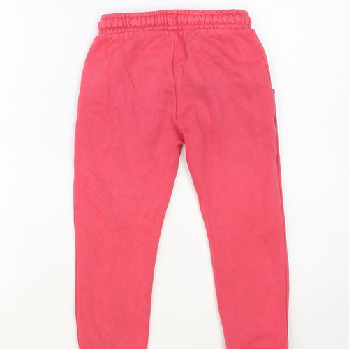 Nutmeg Girls Pink Cotton Jogger Trousers Size 6-7 Years Regular Drawstring