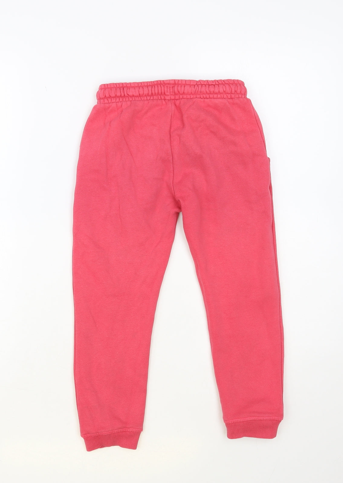 Nutmeg Girls Pink Cotton Jogger Trousers Size 6-7 Years Regular Drawstring