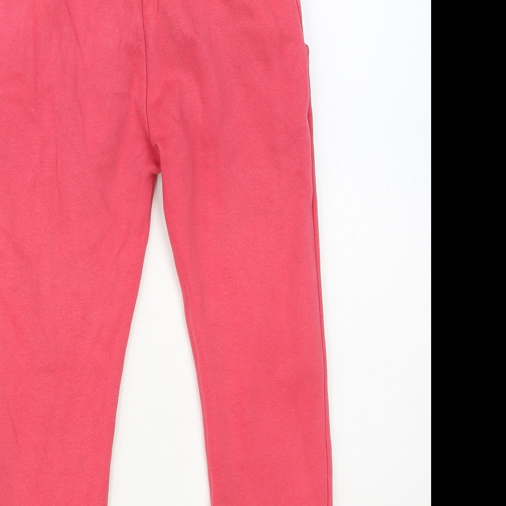 Nutmeg Girls Pink Cotton Jogger Trousers Size 6-7 Years Regular Drawstring
