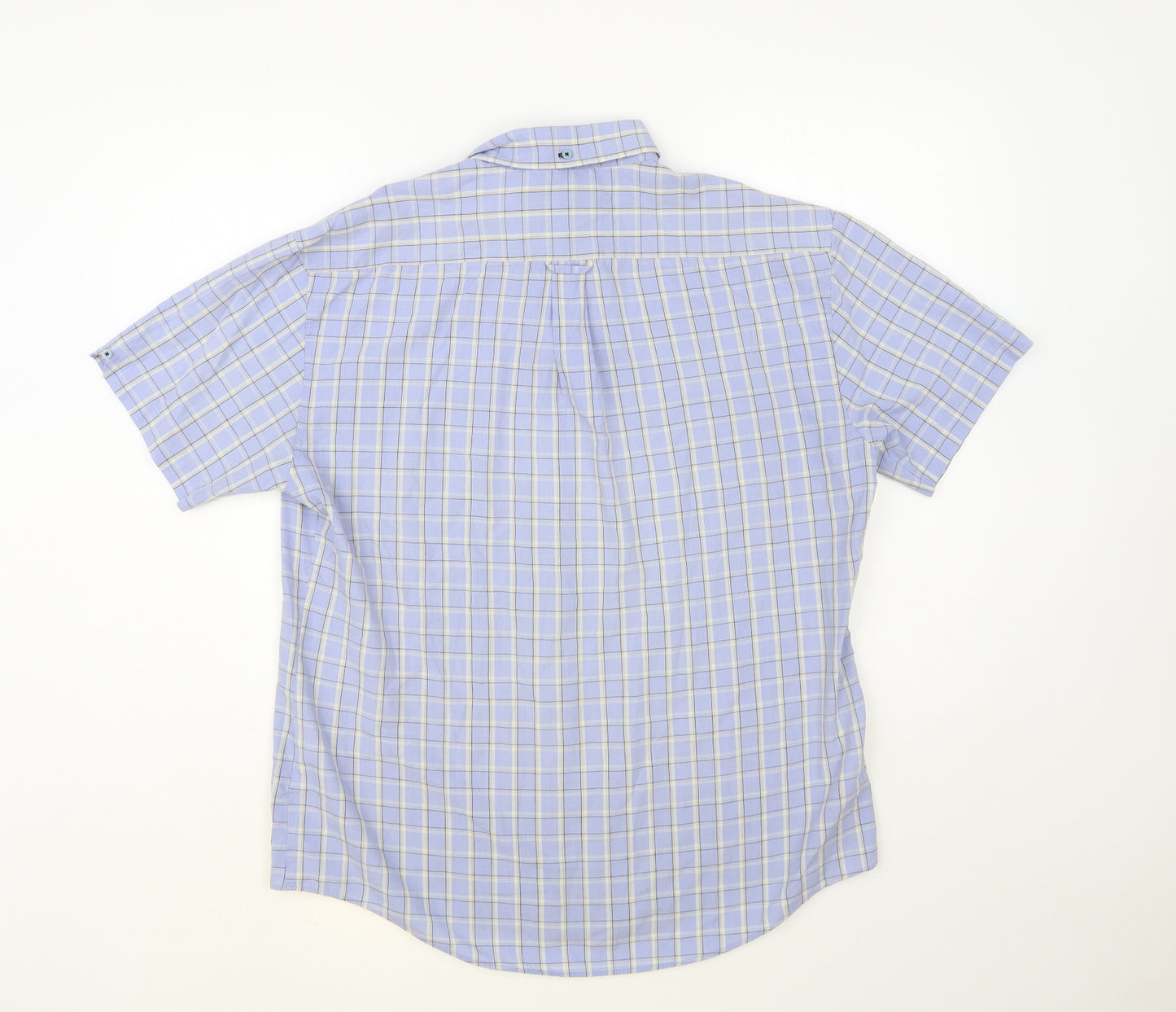 Ben Sherman Mens Blue Plaid Cotton Button-Up Size L Collared Button