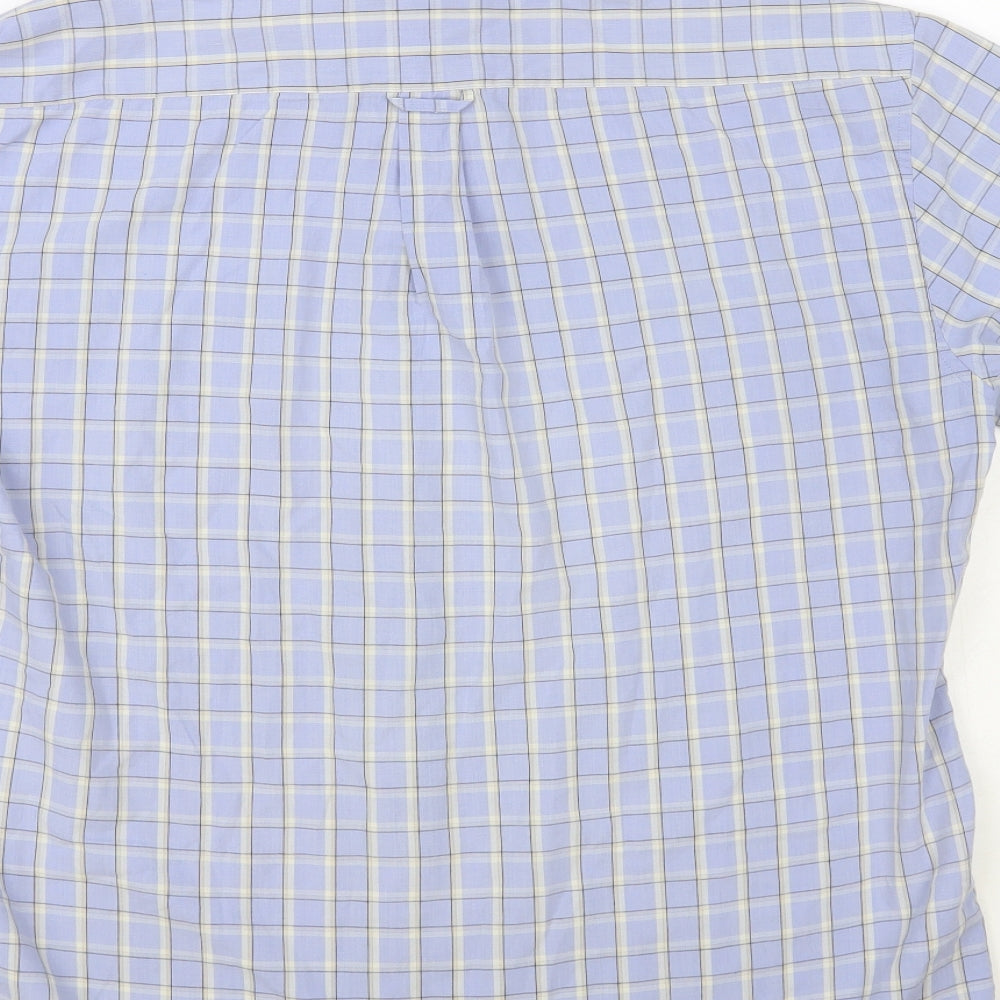 Ben Sherman Mens Blue Plaid Cotton Button-Up Size L Collared Button