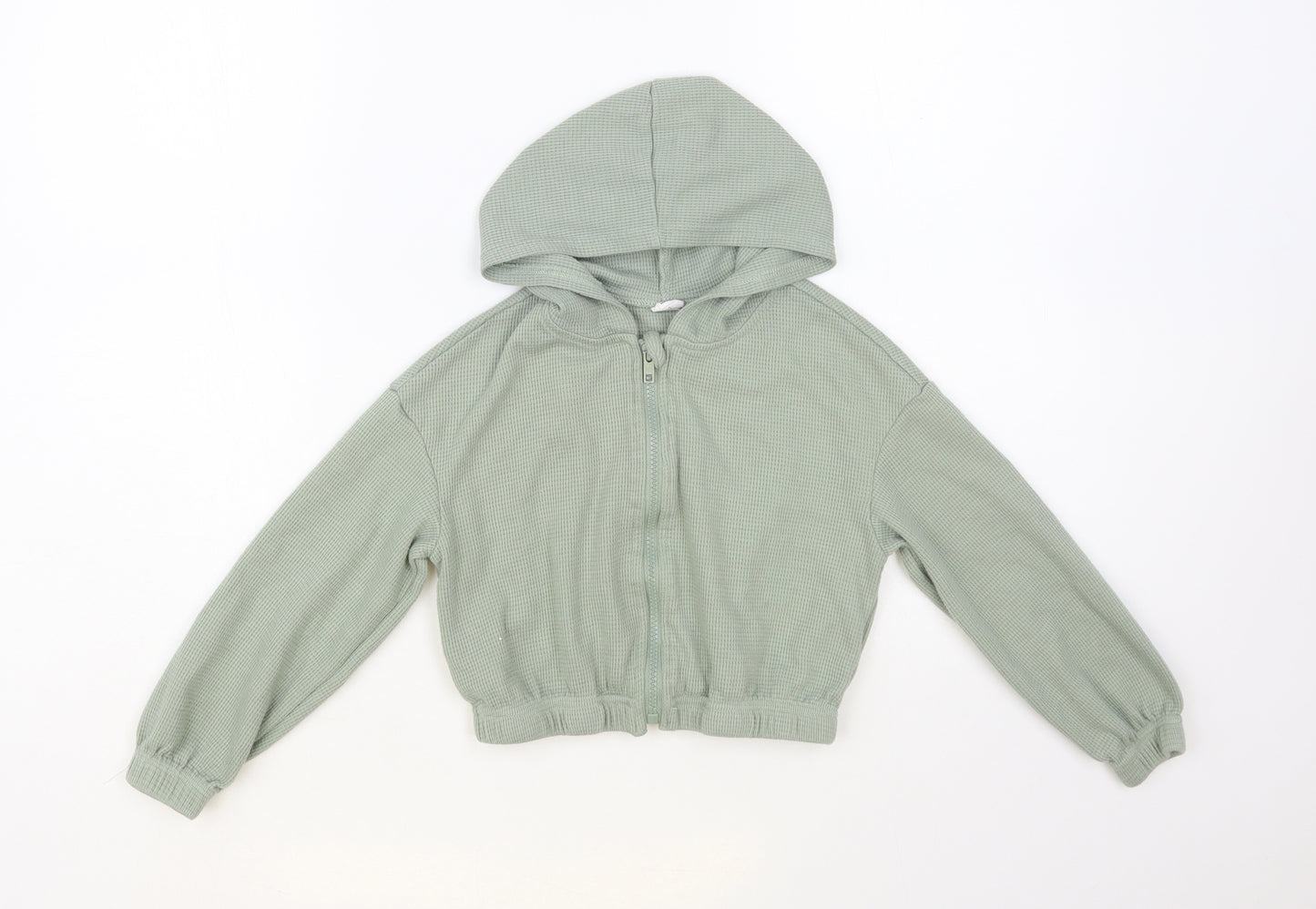 SheIn Girls Green Cotton Full Zip Hoodie Size 8 Years Zip