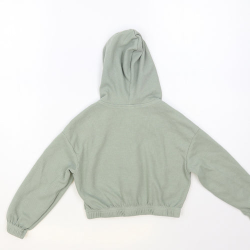 SheIn Girls Green Cotton Full Zip Hoodie Size 8 Years Zip