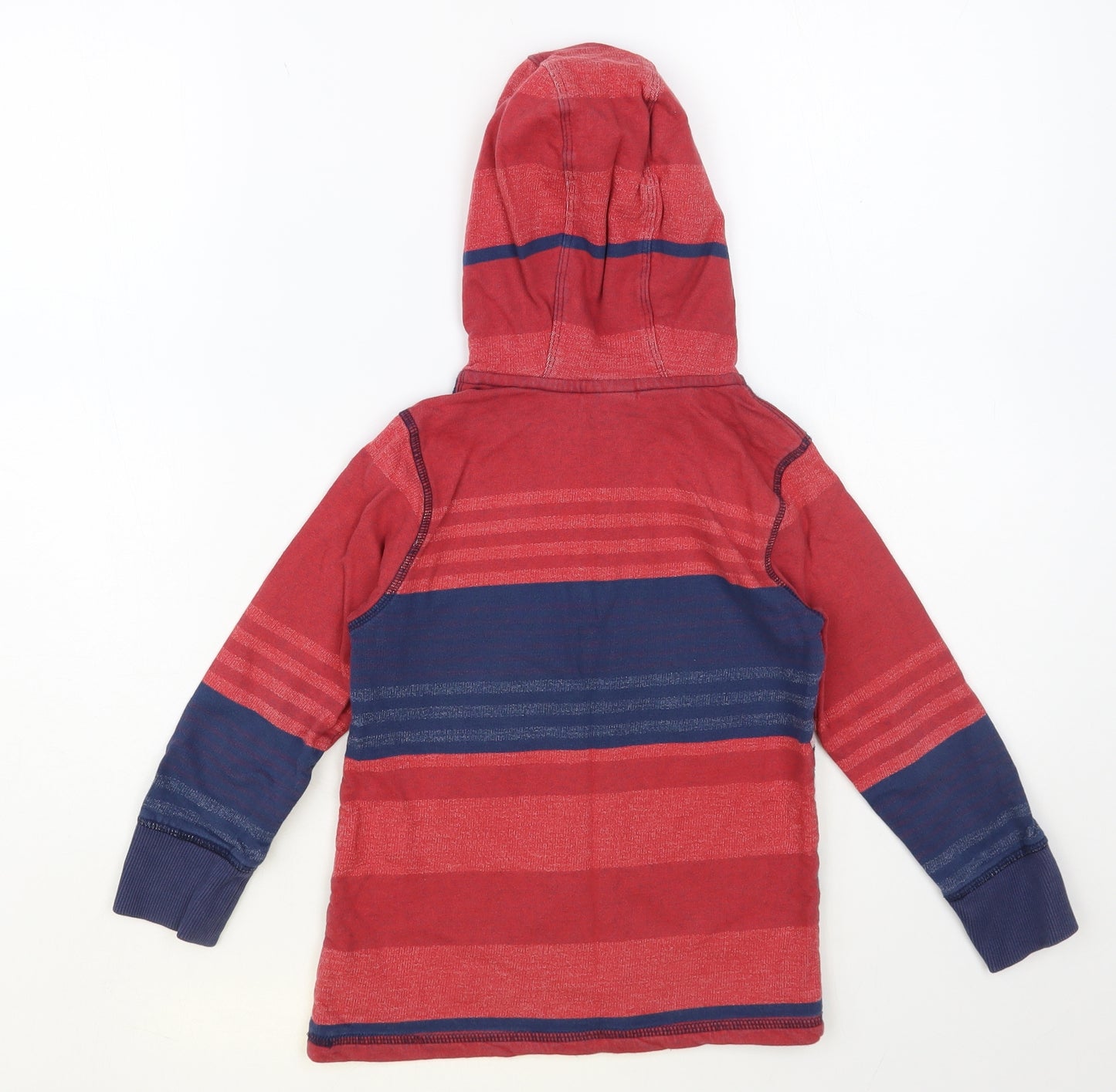 NEXT Boys Multicoloured Striped Cotton Pullover Hoodie Size 5-6 Years Button