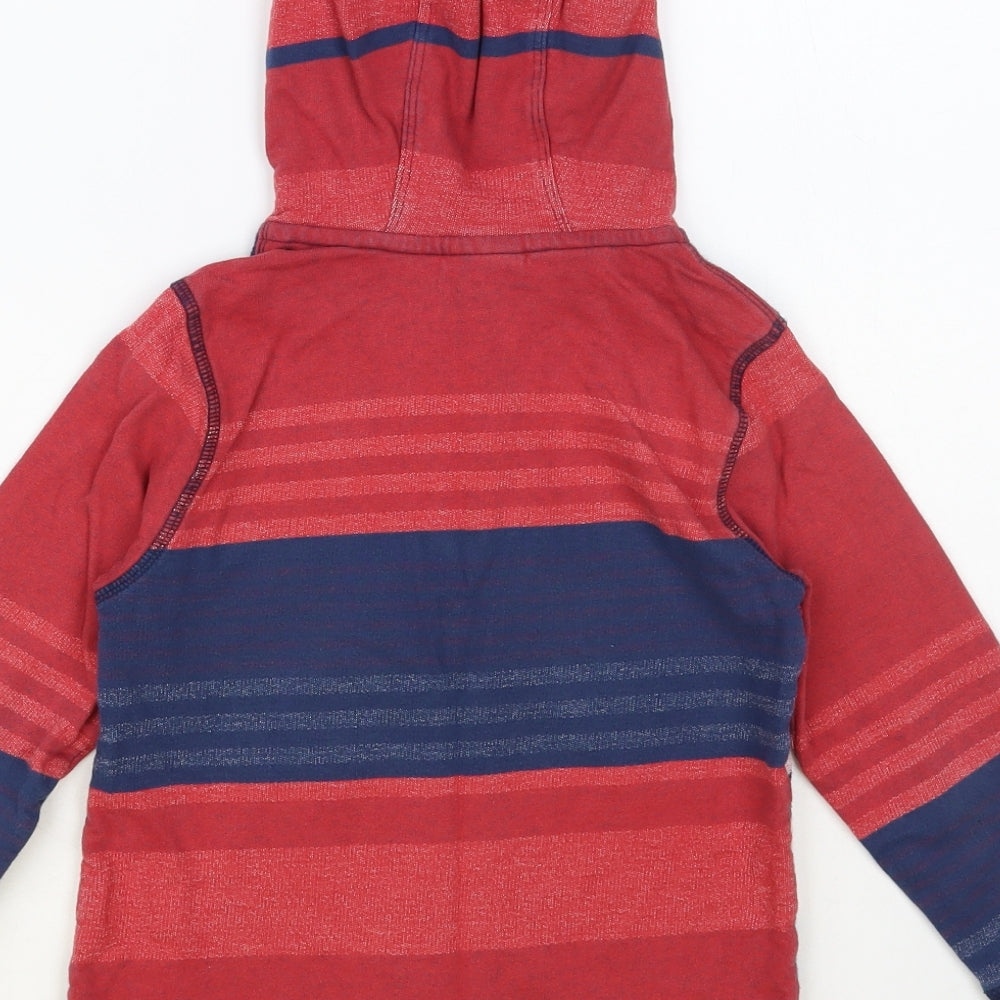 NEXT Boys Multicoloured Striped Cotton Pullover Hoodie Size 5-6 Years Button