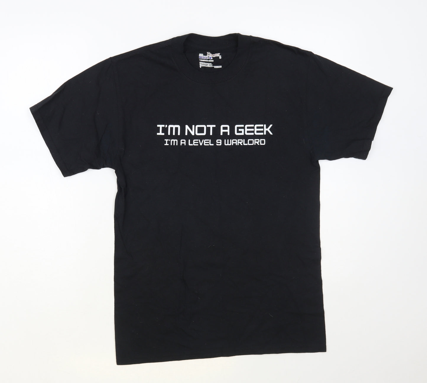 Hanes Mens Black Cotton T-Shirt Size S Crew Neck - I'm Not A Geek