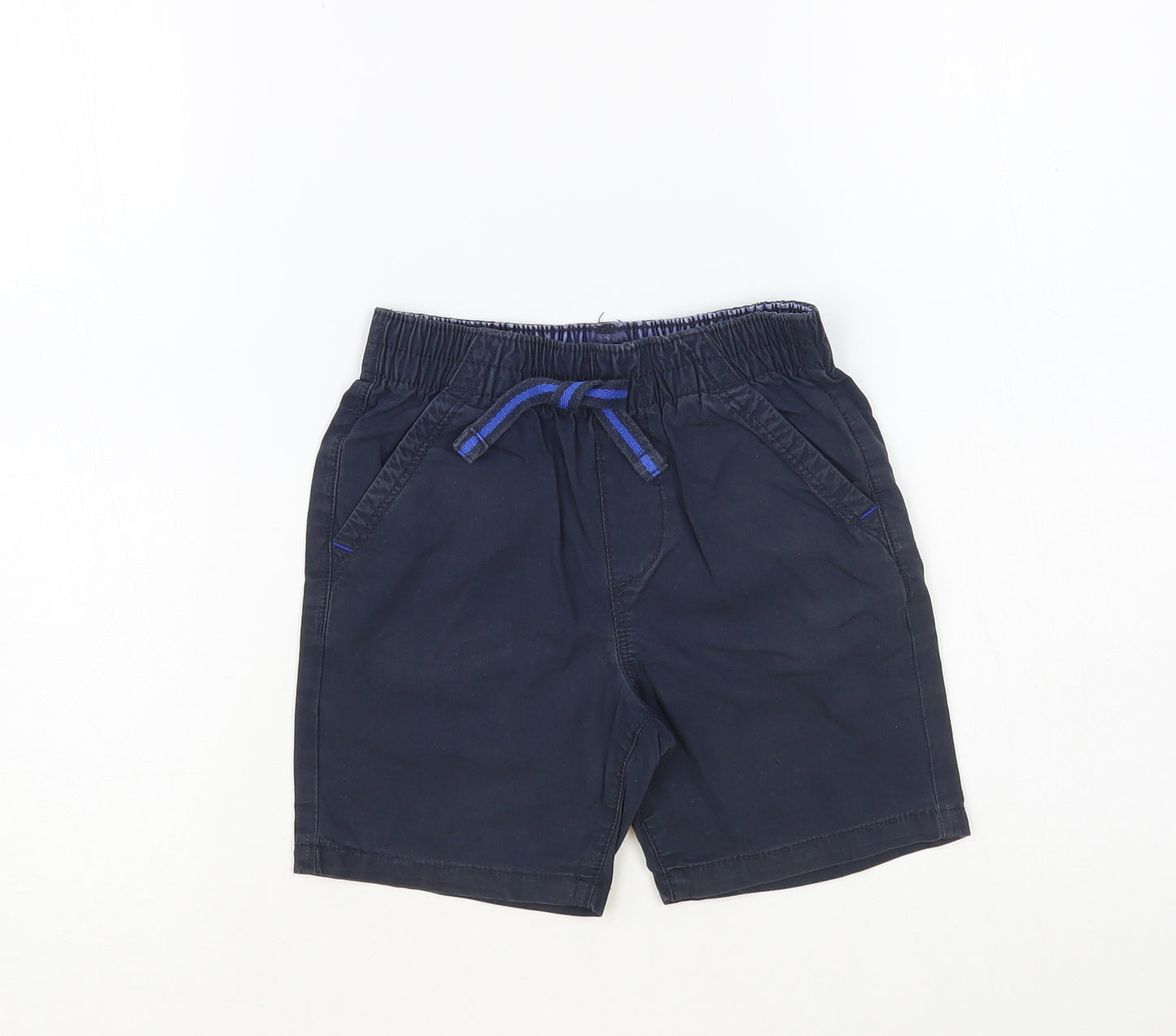 NEXT Boys Blue Cotton Chino Shorts Size 4-5 Years Regular Drawstring
