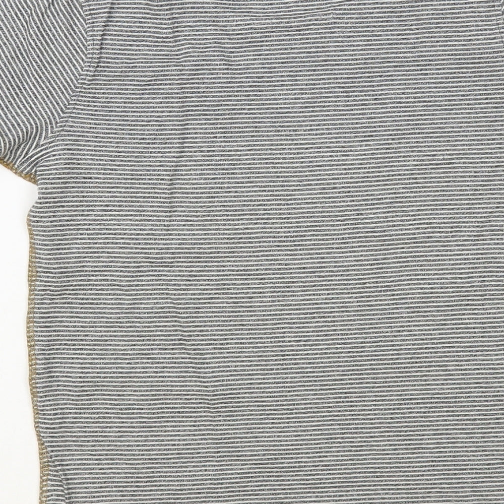 NEXT Boys Grey Striped Cotton Basic T-Shirt Size 5-6 Years Crew Neck Pullover - Lorry