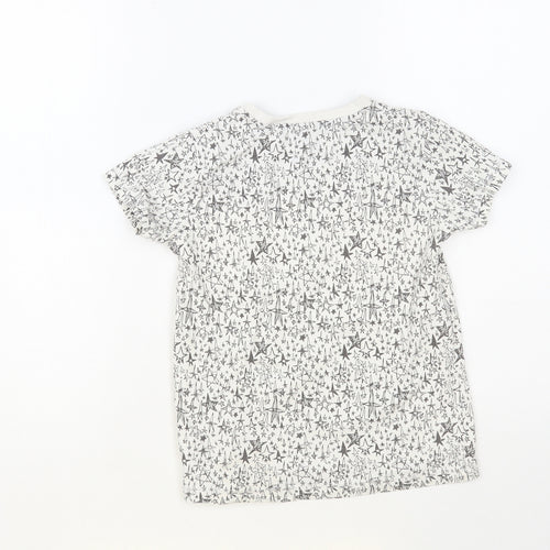 NEXT Girls White Geometric Cotton Pullover T-Shirt Size 5-6 Years Crew Neck Pullover - Star Print