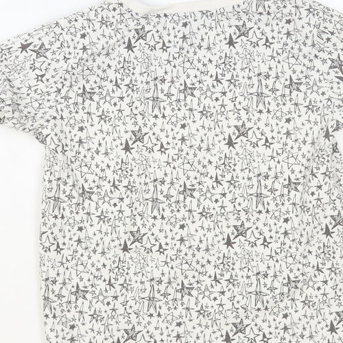 NEXT Girls White Geometric Cotton Pullover T-Shirt Size 5-6 Years Crew Neck Pullover - Star Print