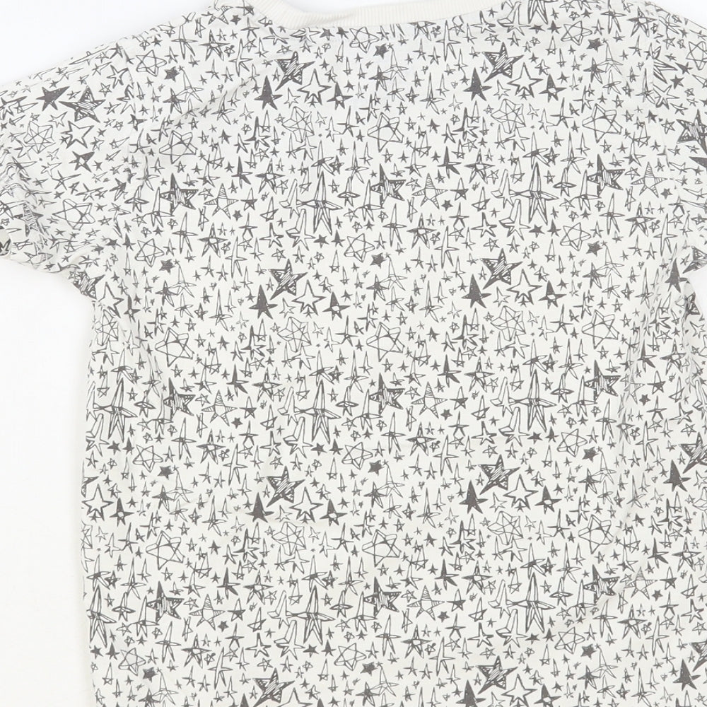 NEXT Girls White Geometric Cotton Pullover T-Shirt Size 5-6 Years Crew Neck Pullover - Star Print