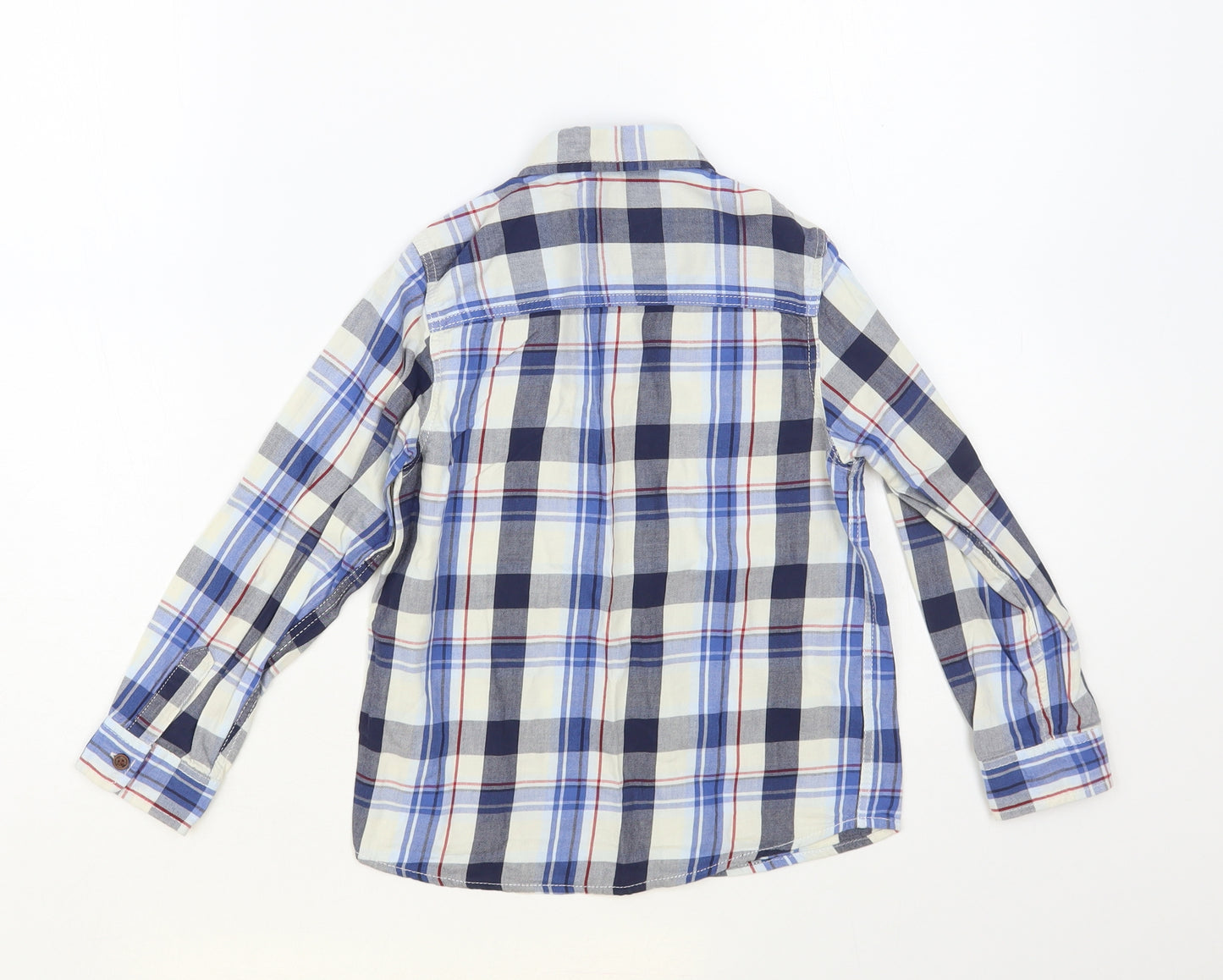 NEXT Boys Blue Plaid Cotton Basic Button-Up Size 5-6 Years Collared Button