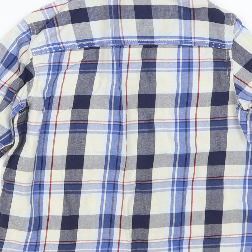 NEXT Boys Blue Plaid Cotton Basic Button-Up Size 5-6 Years Collared Button