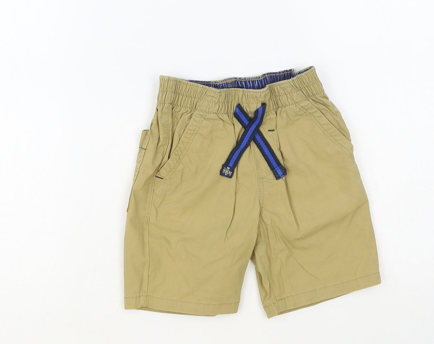 NEXT Boys Beige Cotton Chino Shorts Size 4-5 Years Regular Drawstring