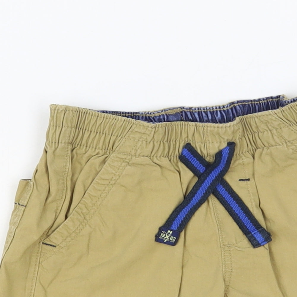 NEXT Boys Beige Cotton Chino Shorts Size 4-5 Years Regular Drawstring