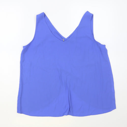 Studio Retail Womens Blue Polyester Basic Tank Size 14 V-Neck - Cross Wrap Back