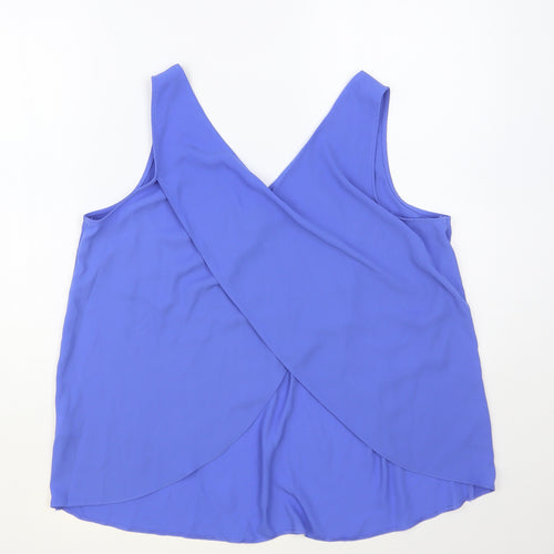 Studio Retail Womens Blue Polyester Basic Tank Size 14 V-Neck - Cross Wrap Back