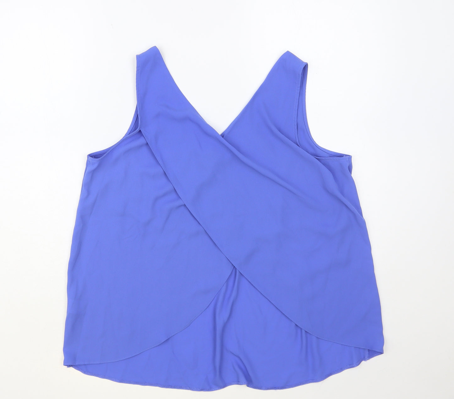Studio Retail Womens Blue Polyester Basic Tank Size 14 V-Neck - Cross Wrap Back