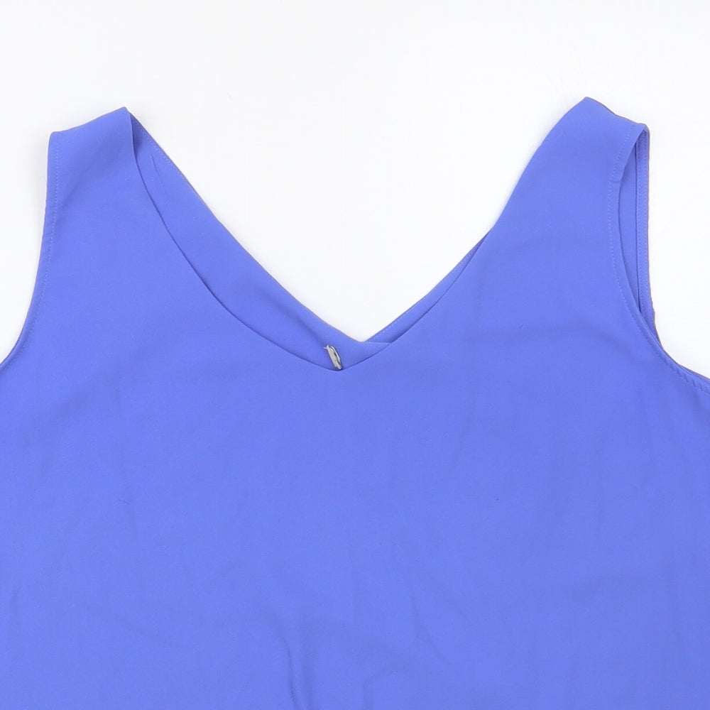Studio Retail Womens Blue Polyester Basic Tank Size 14 V-Neck - Cross Wrap Back