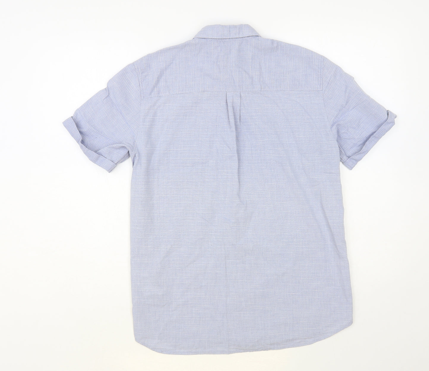 H&M Boys Blue Cotton Basic Button-Up Size 13-14 Years Collared Button