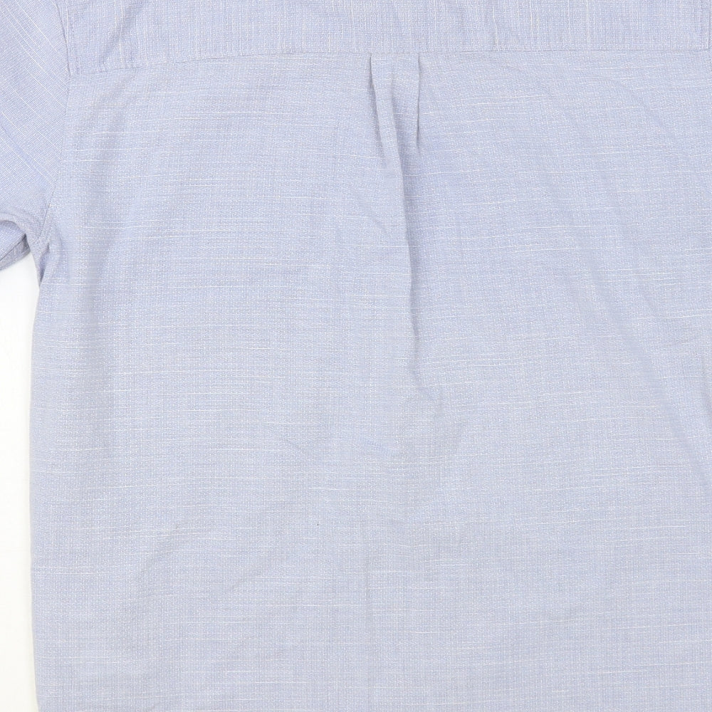 H&M Boys Blue Cotton Basic Button-Up Size 13-14 Years Collared Button