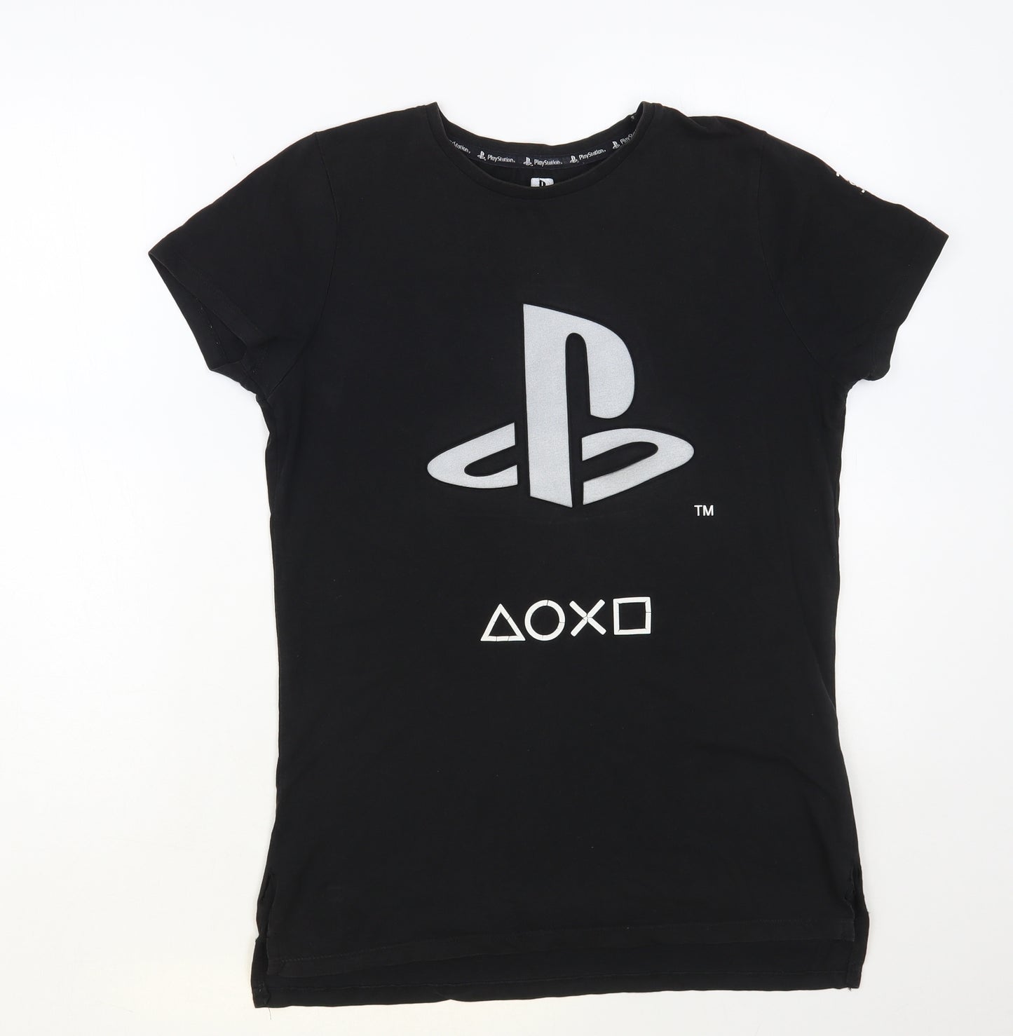 Primark Boys Black Cotton Pullover T-Shirt Size 12-13 Years Crew Neck Pullover - Playstation