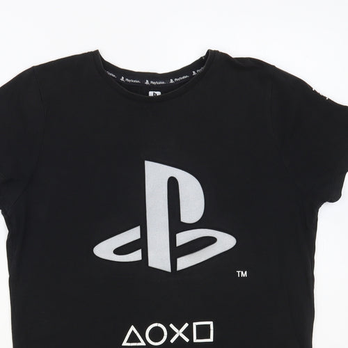 Primark Boys Black Cotton Pullover T-Shirt Size 12-13 Years Crew Neck Pullover - Playstation