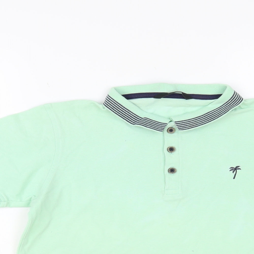 George Boys Green Cotton Kimono Polo Size 12-13 Years Collared Button