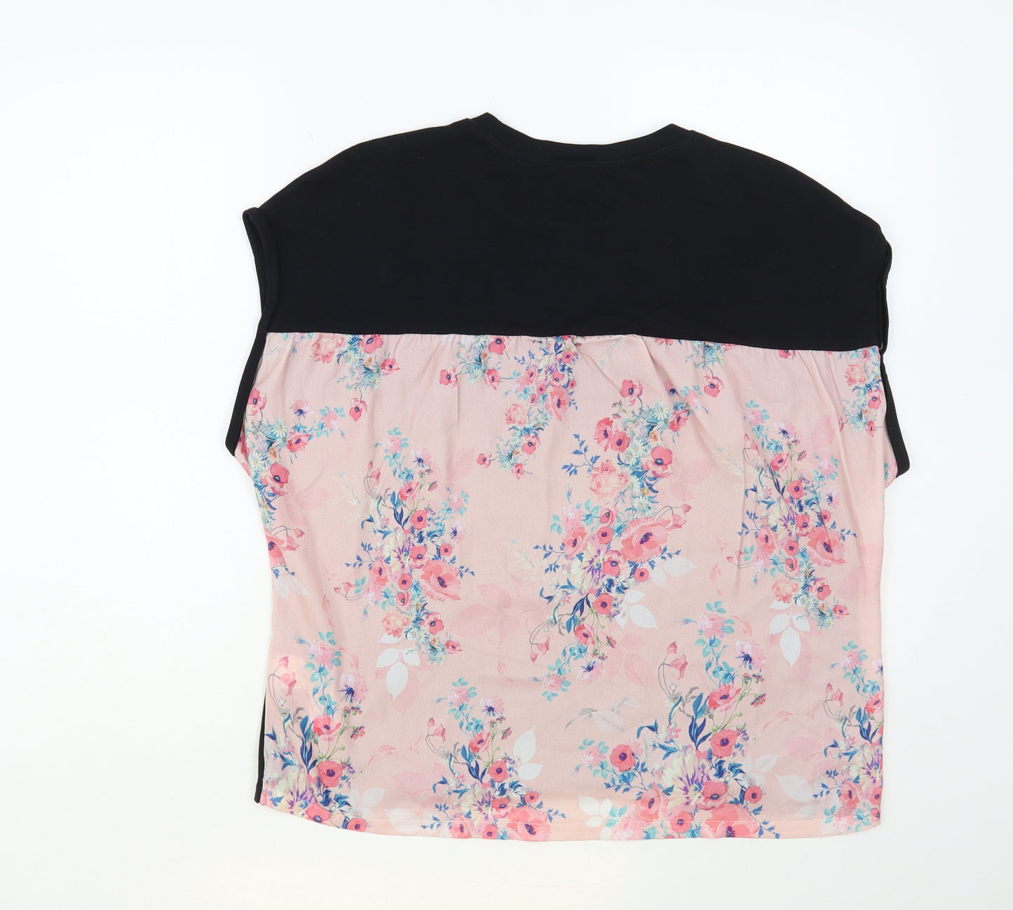 Lipsy Girls Black Floral Polyester Basic Blouse Size 15-16 Years Crew Neck Pullover - Lovely