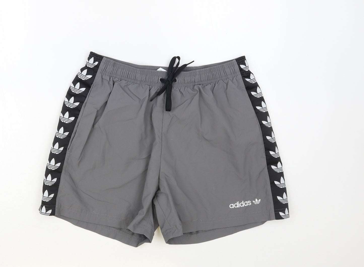 adidas Mens Grey Polyester Bermuda Shorts Size M L6 in Regular Drawstring - Swim Trunks