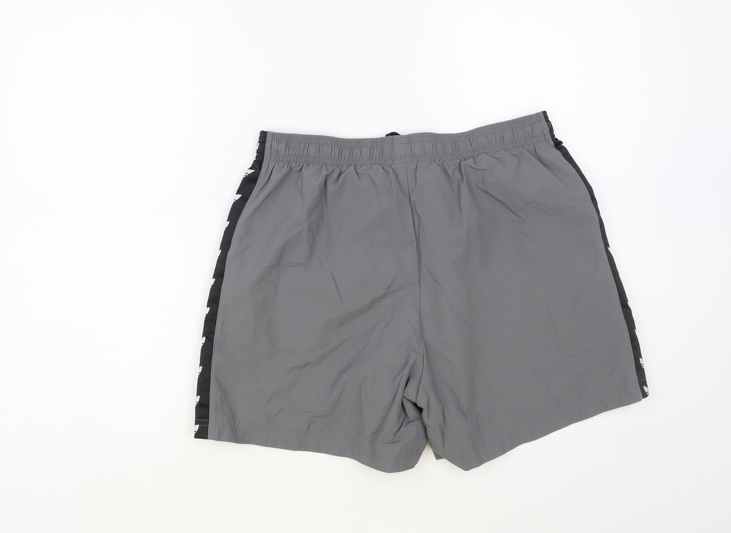 adidas Mens Grey Polyester Bermuda Shorts Size M L6 in Regular Drawstring - Swim Trunks