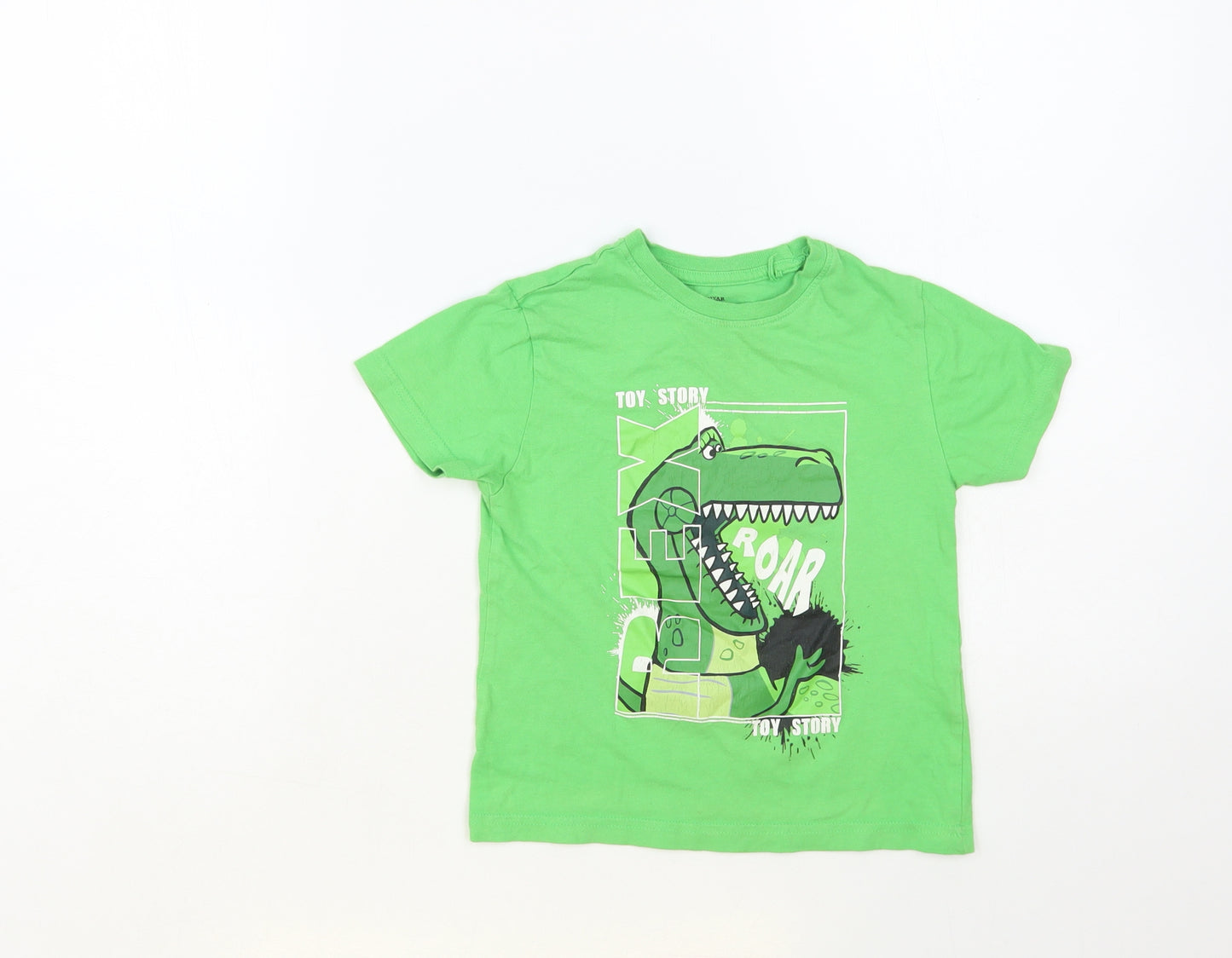 Primark Boys Green Cotton Pullover T-Shirt Size 3-4 Years Crew Neck Pullover - Toy Story