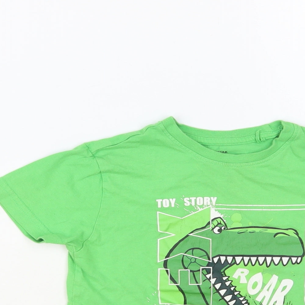Primark Boys Green Cotton Pullover T-Shirt Size 3-4 Years Crew Neck Pullover - Toy Story