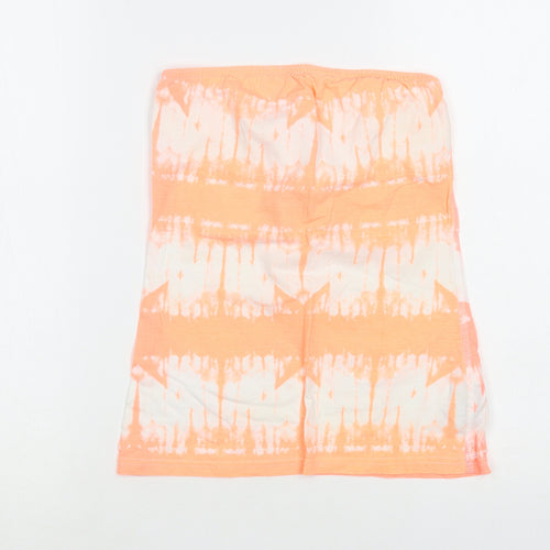 New Look Womens Orange Geometric Cotton Basic Tank Size 6 Off the Shoulder