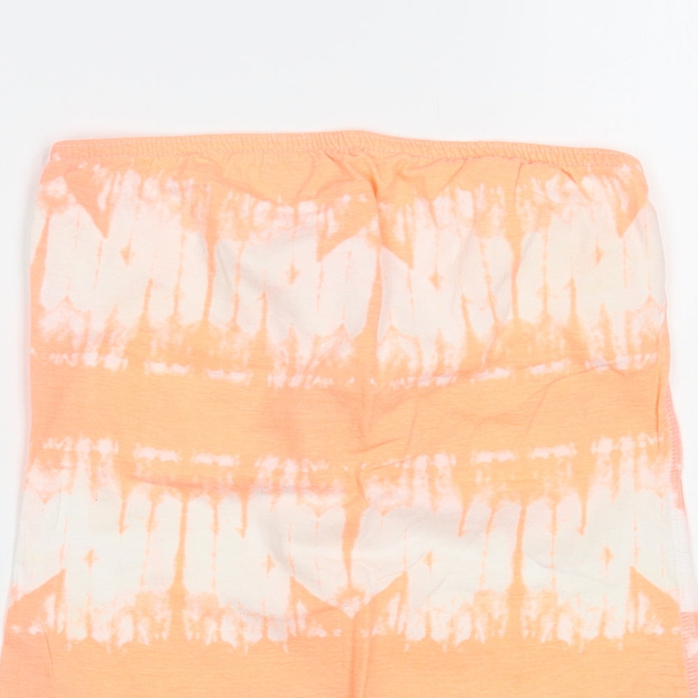 New Look Womens Orange Geometric Cotton Basic Tank Size 6 Off the Shoulder