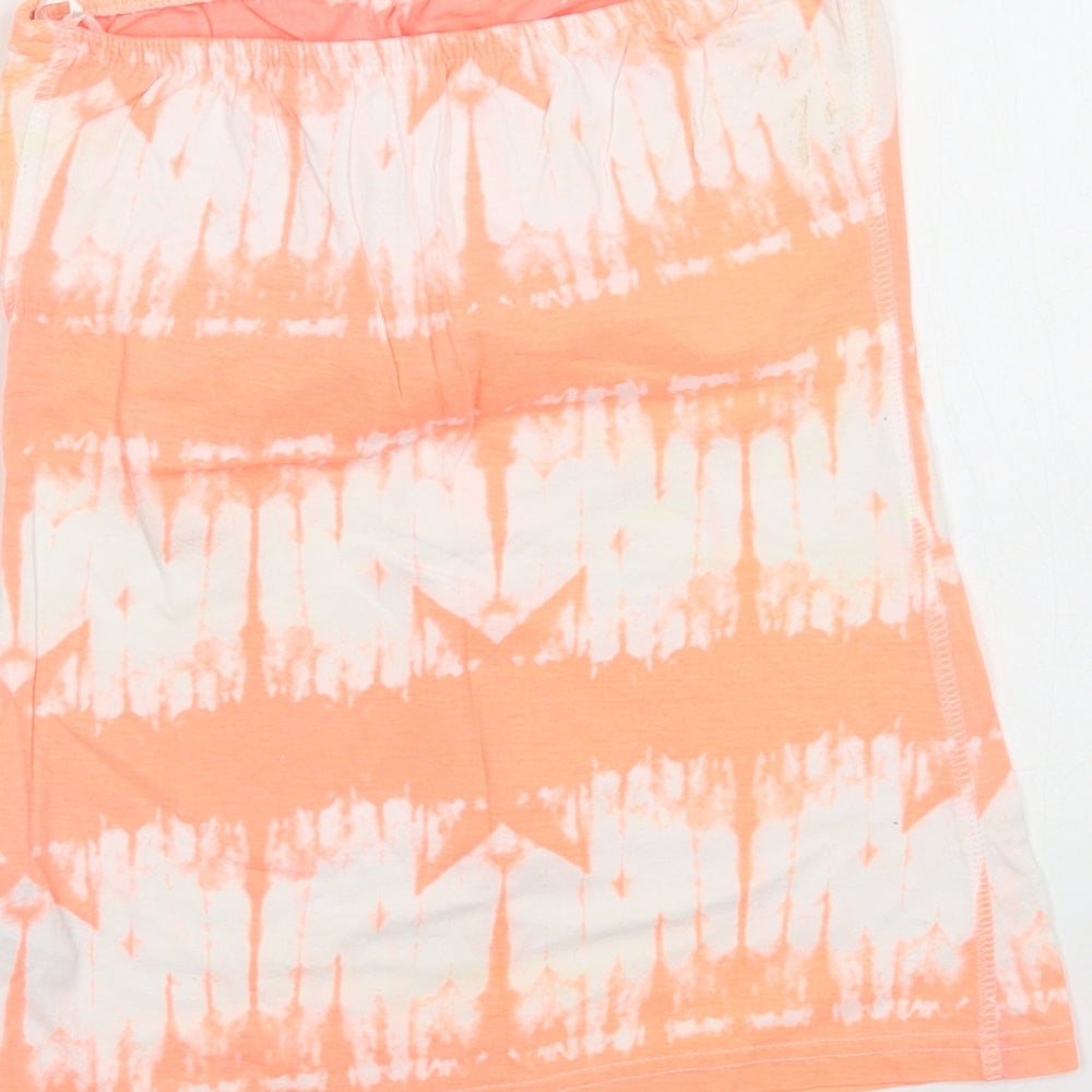 New Look Womens Orange Geometric Cotton Basic Tank Size 6 Off the Shoulder
