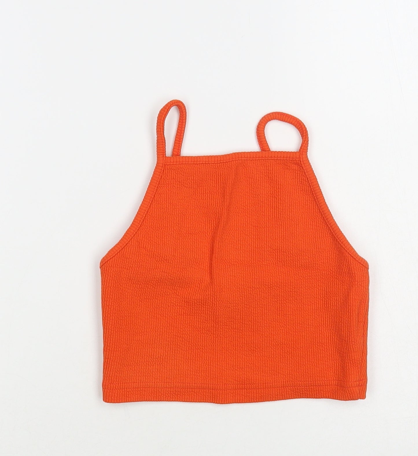 New Look Womens Orange Cotton Cropped Tank Size 8 Square Neck