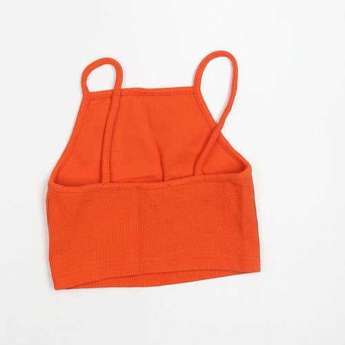 New Look Womens Orange Cotton Cropped Tank Size 8 Square Neck