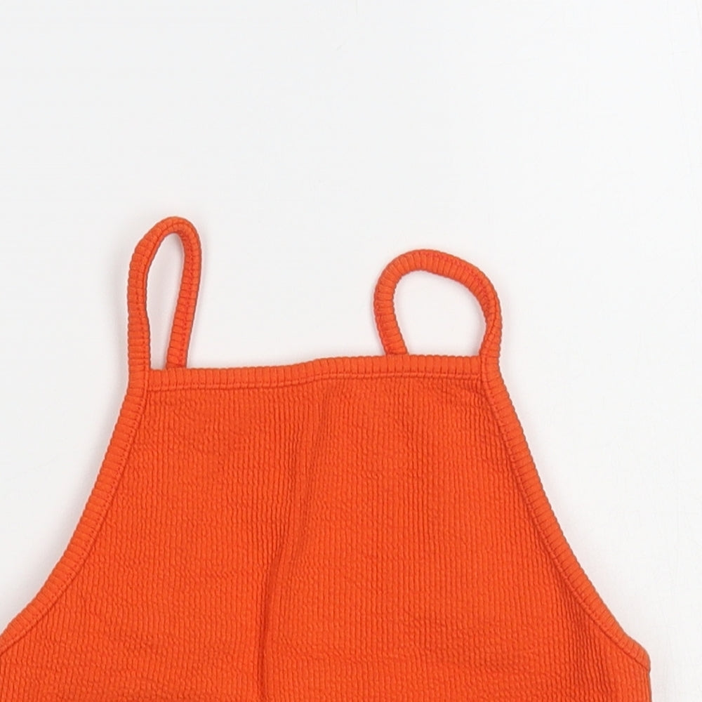 New Look Womens Orange Cotton Cropped Tank Size 8 Square Neck