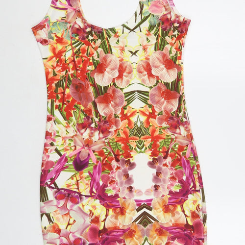 Chemistry Womens Multicoloured Floral Polyester Tank Dress Size S Scoop Neck Pullover