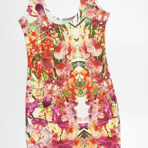 Chemistry Womens Multicoloured Floral Polyester Tank Dress Size S Scoop Neck Pullover